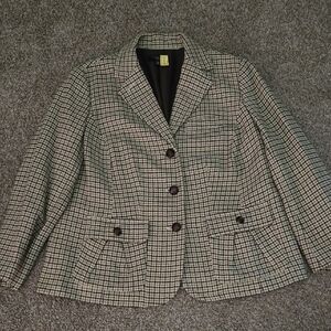 Talbots Brown and Green Checkered Blazer..recently Dry Cleaned, EUC